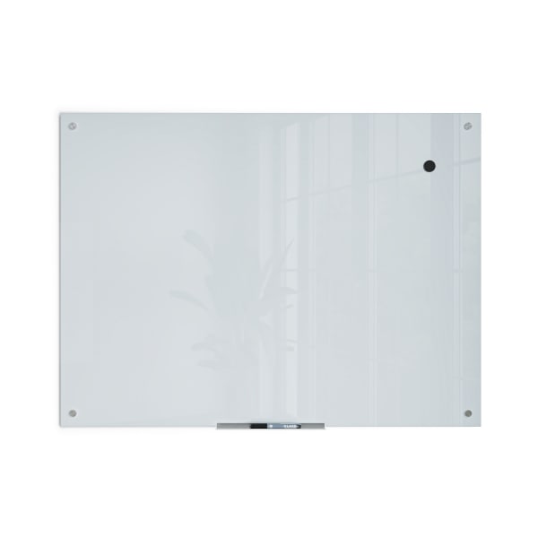 U Brands Magnetic Glass Dry-Erase Board, 48in X 36in, White Frosted Surface, Frameless, Actual Size 47in X 35in (2299U00-01)
