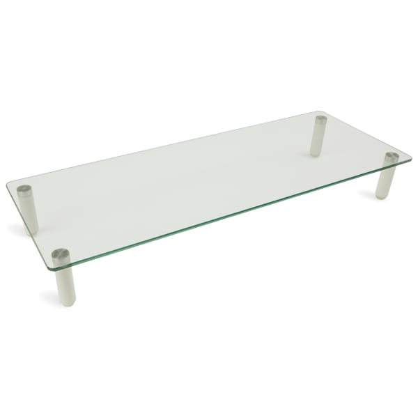Mount-It MI-7263 Glass Monitor Desk Riser, 3-1/4inH x 22inW x 22inD, Clear