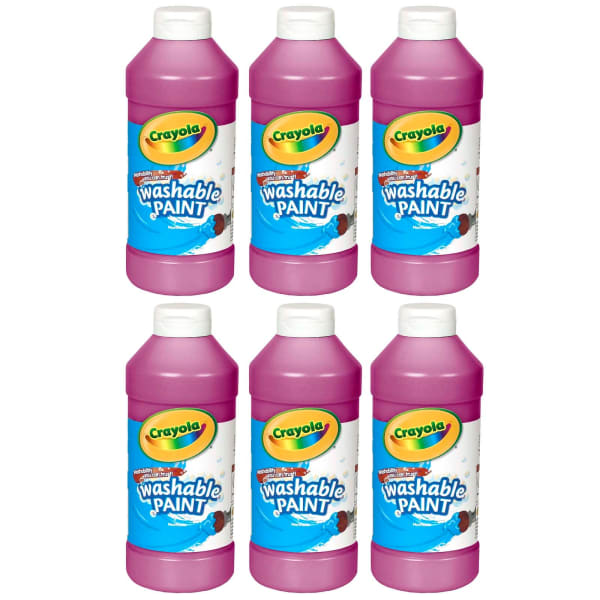 Crayola Washable Paint, 16 oz, Magenta, Pack Of 6