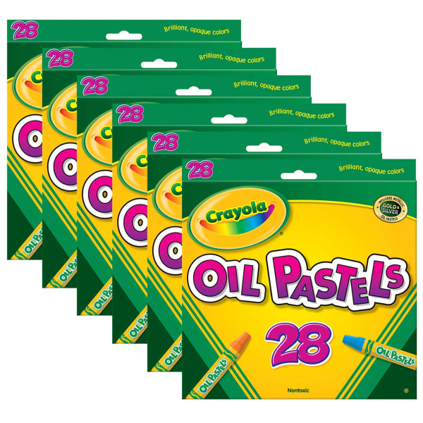 Crayola Oil Pastels, Assorted Colors, 28 Per Box, Set Of 6 Boxes