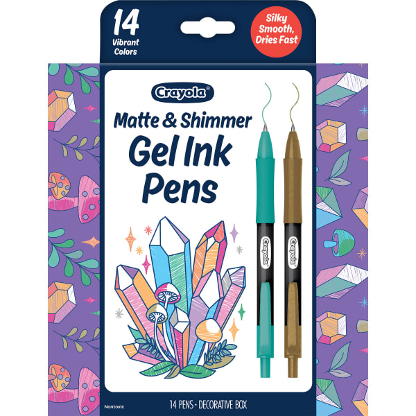 Crayola Matte & Shimmer Gel Ink Pens, Assorted Colors, Pack Of 14