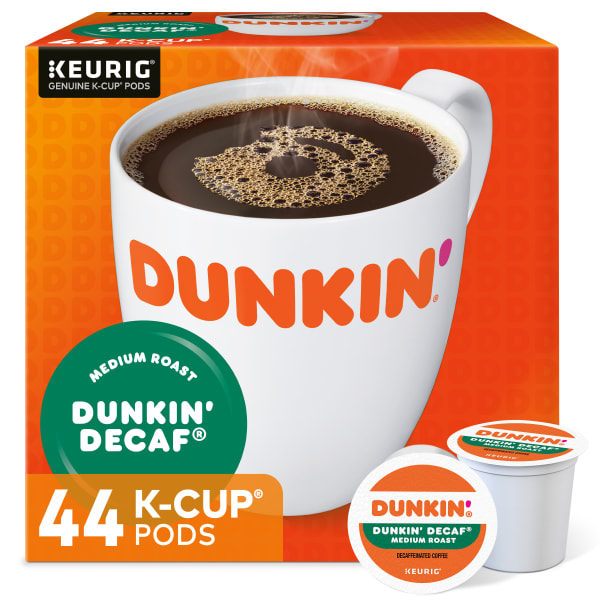 Dunkin Donuts Decaf Keurig Single-Serve K-Cup Pods, Medium Roast, Box of 44 K-Cup Pods