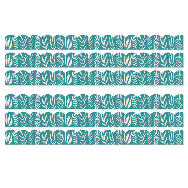 Carson Dellosa Education Scalloped Bulletin Board Borders, True to You Teal with Leaves, 39ft Per Pack, Set Of 6 Packs