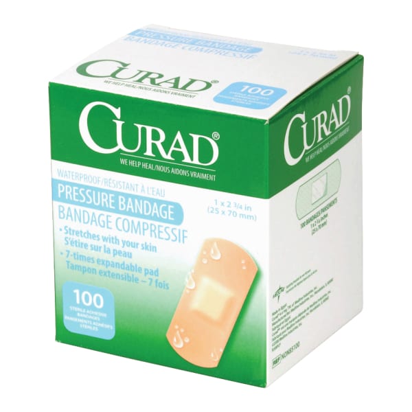 Medline Curad Pressure Adhesive Bandages, 2 3/4in x 1in, Neutral, Box Of 100