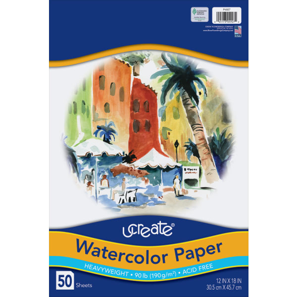 Art1st Watercolor Paper, 12in x 18in, Pack Of 50 Sheets