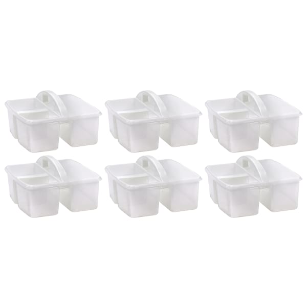 Teacher Created Resources Plastic Storage Caddies, 5-1/4inH x 9-1/4inW x 9inD, Clear, Pack Of 6 Caddies