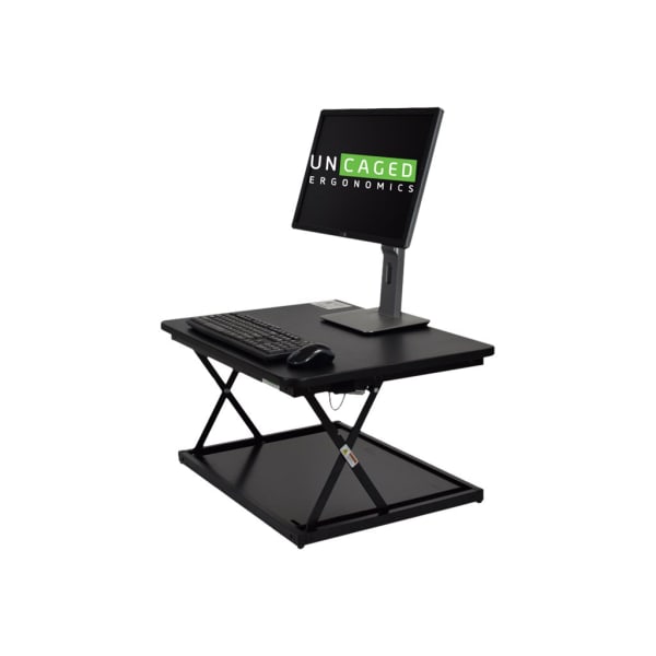 CHANGEdesk Mini black adjustable height standing desk converter for laptops and single monitors - small compact thin desk sit stand up desktop desk riser conversion