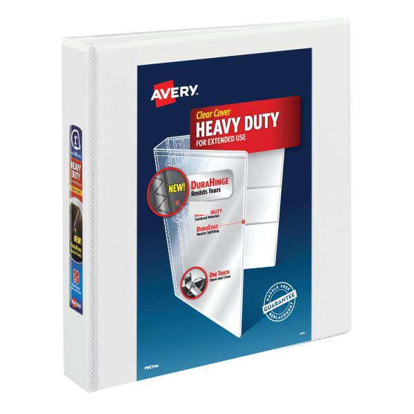 Avery Heavy-Duty View 3 Ring Binder, 1.5in One Touch EZD Rings, White, 1 Binder