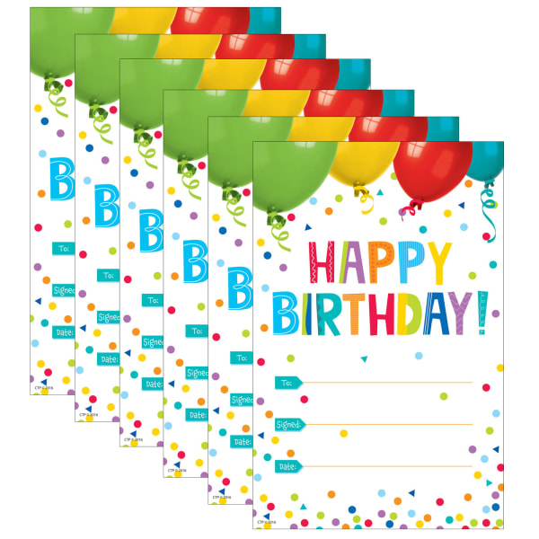 Creative Teaching Press Happy Birthday! Awards, 5-1/2in x 8-1/2in, Multicolor, 30 Per Pack, Set Of 6 Packs