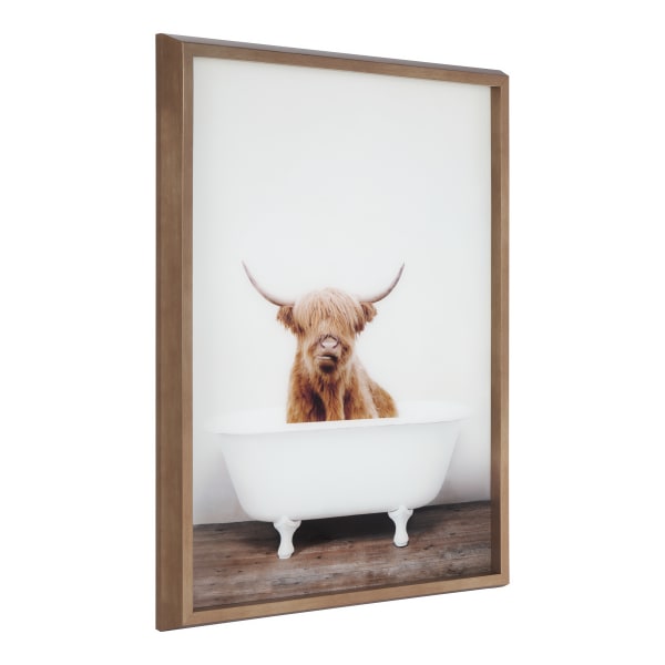 Uniek Kate And Laurel Blake Framed Printed Glass Art, 18in x 24in, Highland Cow In Tub