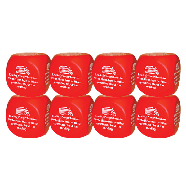 Kagan Publishing Reading Comprehension Cube Class Set, Red/White, Set Of 8 Cubes