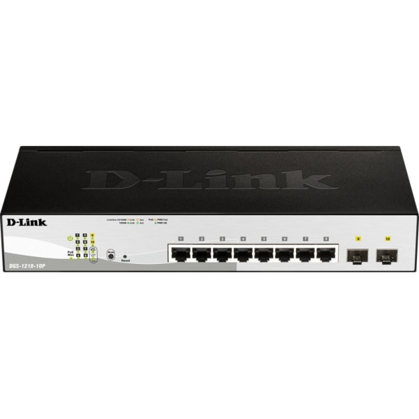 D-Link DGS-1210-10MP Ethernet Switch - 8 Ports - Manageable - Gigabit Ethernet - 1000Base-T, 1000Bas - DGS121010MP
