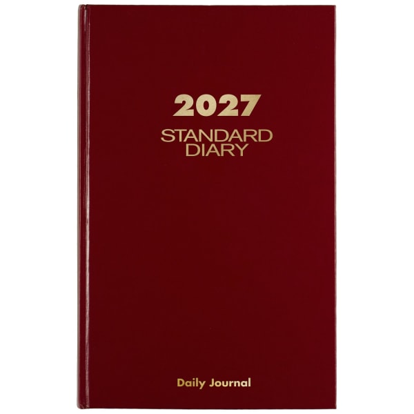 AT-A-GLANCE Standard Diary 2027 Daily Diary with Checklist, Red, Large, 7 3/4in x 12in