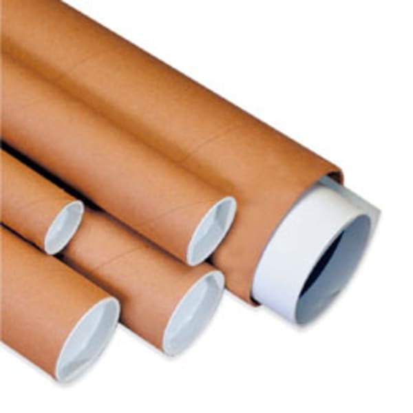 Partners Brand Kraft Mailing Tubes With Plastic Endcaps, 3in x 12in, Pack Of 24