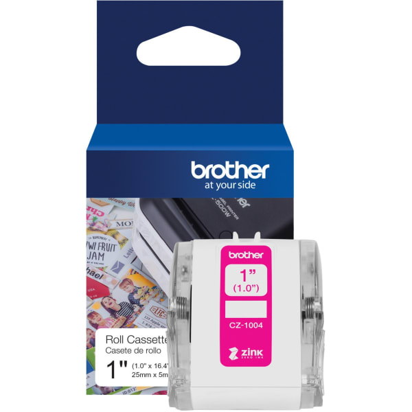Brother Genuine CZ-1004 continuous length 1in (1.0in) 25 mm wide x 16.4 ft. (5 m) long label roll featuring ZINK Zero Ink technology - 1in Width - Zero Ink (ZINK) - Paper - Water Resistant - 1 Each