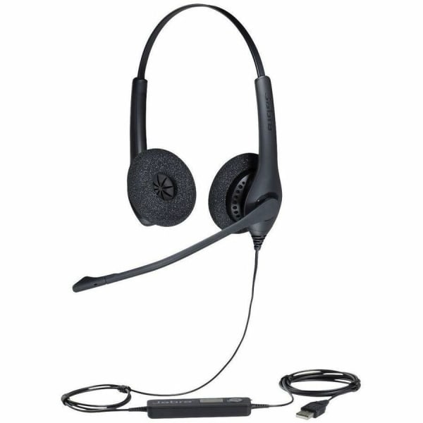 Jabra Biz 1500 Headset - Stereo - USB Type A - Wired - 32 Ohm - 20 Hz to 6.80 kHz - Over-the-head - Binaural - Supra-aural - 7.55 ft Cable - Noise Cancelling, Uni-directional Microphone - Noise Canceling - Black