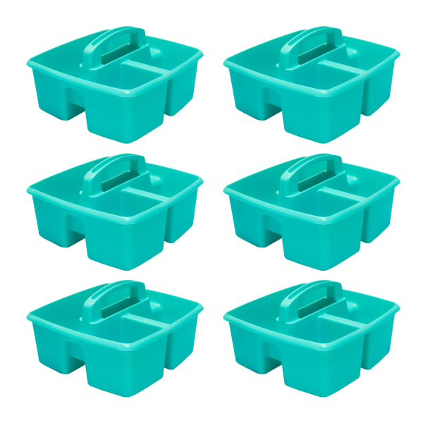 Storex Small Caddies, 5-1/4inH x 9-1/4inW x 9-1/4inD, Teal, Pack Of 6 Caddies