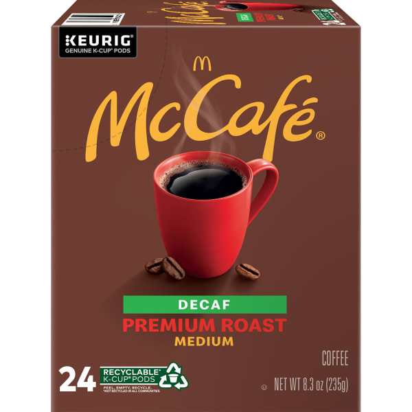 McCafe Decaf Medium Premium Roast Coffee K-Cup Pods, 8.3 Oz, Pack Of 24 K-Cup Pods