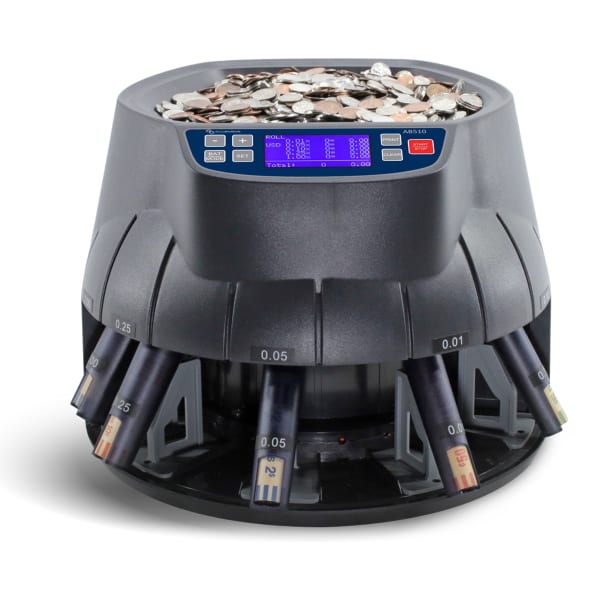 AccuBanker AB510 Sort & Wrap Coin Counter, 11-1/8inH x 14-3/16inW x 13-7/16inD, Blue