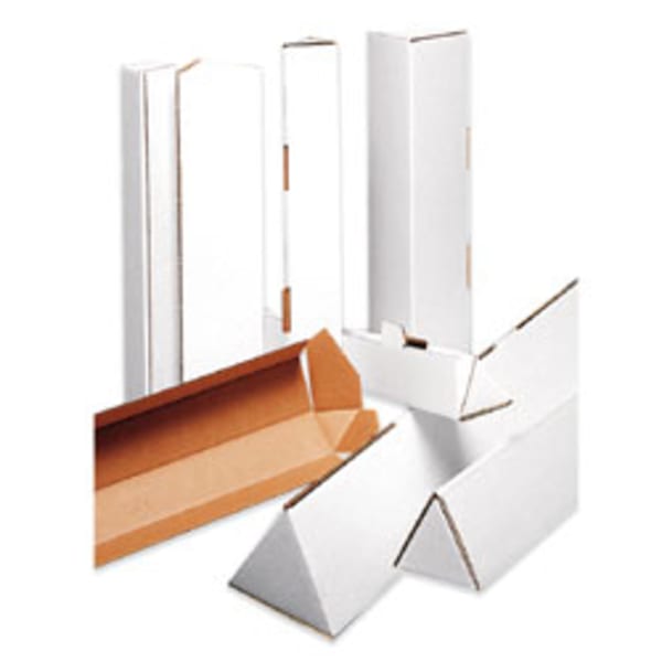 Partners Brand Triangular White Tube Mailers, 3in x 18 1/4in, Pack Of 50