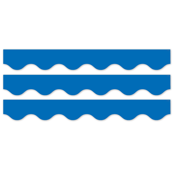 Creative Teaching Press EZ Border, 3in x 24in Strips, Core Decor Blue Wavy, 48 Feet Per Pack, Set Of 3 Packs