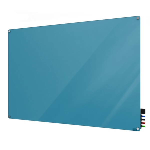 Ghent Harmony Magnetic Glass Unframed Dry-Erase Whiteboard, 24in x 36in, Blue