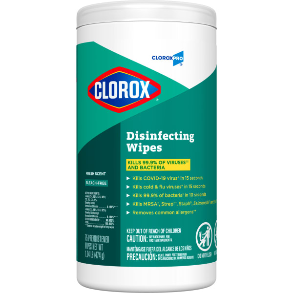 Clorox Disinfecting Wipes, 7in x 8in, Fresh Scent, Pack Of 75 Wipes