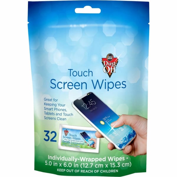 Dust-Off Electronics Screen Wipes - DTSW32 - For Multipurpose - Pouch - 32 / Pack - Blue