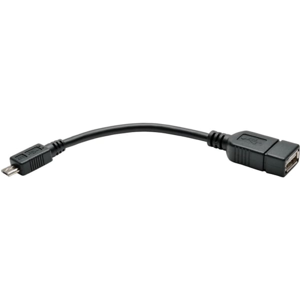 Eaton Tripp Lite Series Micro USB to USB OTG Host Adapter Cable, 5-Pin Micro USB B to USB A M/F, 6-in. (15.24 cm) - USB cable - Micro-USB Type B (M) to USB (F) - USB OTG - 5.9 in - black