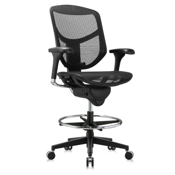 WorkPro Quantum 9000 Series Ergonomic Mesh/Mesh Mid-Back Stool, Black/Black, BIFMA Compliant