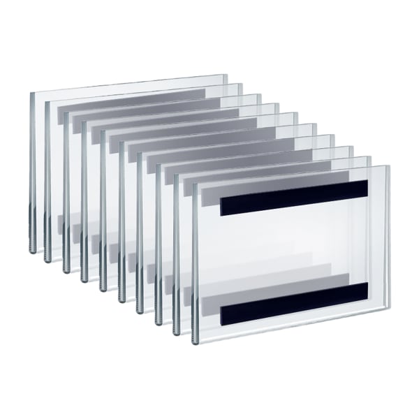 Azar Displays Magnet Back Horizontal U-Frame Sign Holders, 4inH x 6inW x 1/4inD, Clear, Pack Of 10 Sign Holders