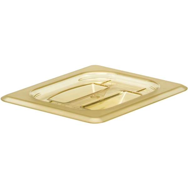 Cambro H-Pan High-Heat GN 1/8 Covers With Handles, 15/16inH x 5-1/4inW x 6-3/8inD, Amber, Pack Of 6 Covers