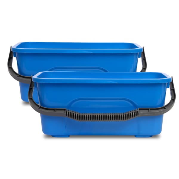 Gritt Commercial Plastic 3-Gallon Window & General Cleaning Buckets, Blue, Pack Of 2 Buckets