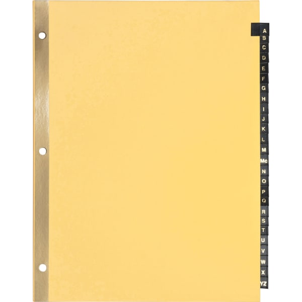 Sparco A-Z Leather Tab Index Dividers, 8-1/2in x 11in, Buff