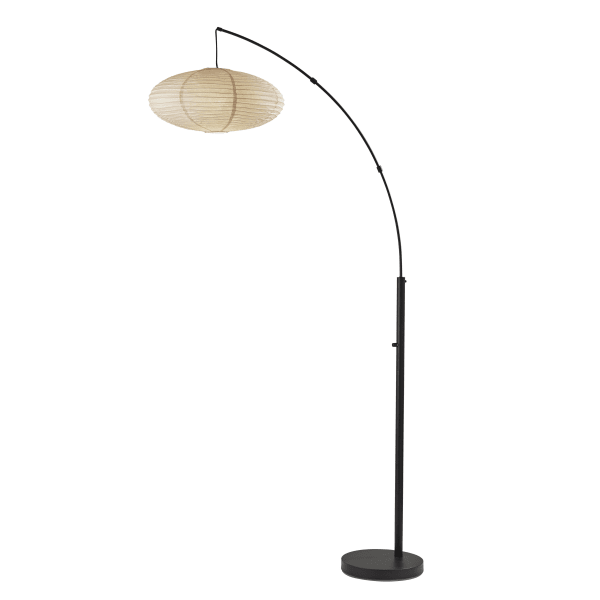Adesso Corrine Arc Floor Lamp, 80inH, Off-White Shade/Black Base
