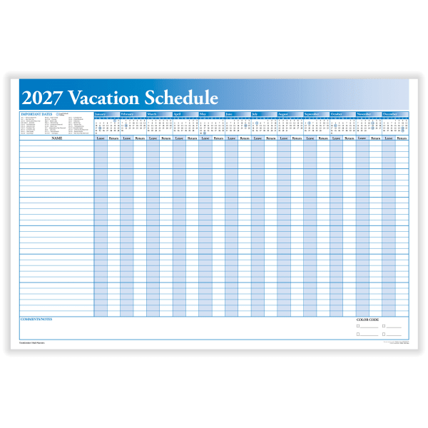 ComplyRight 2025 Calendar Planner, 36in x 24in, Full Vacation