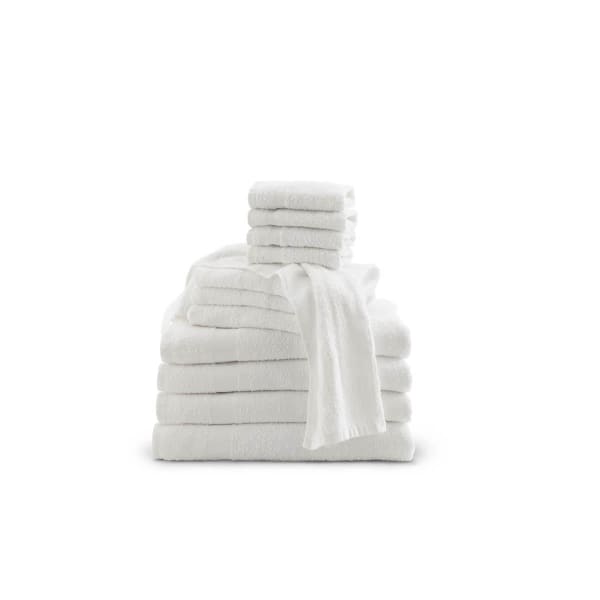 Medline Classic Cotton Terry Bath Towels, 20in x 40in, 5 Lb, White, Pack Of 12