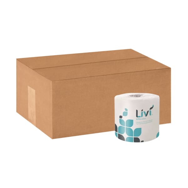 Livi Leaf VPG Bath Tissue - 2 Ply - 4.49in Width x 3.98in Length - 500 Sheets/Roll - White - Virgin Fiber - 80 / Carton