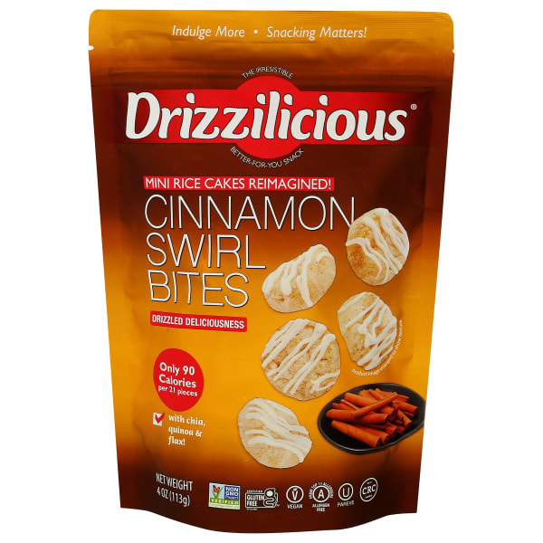 Drizzilicious Mini Rice Cake Bites, Cinnamon Swirl, 4 Oz, Total Qty 12