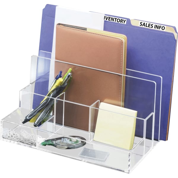 Kantek Acrylic File Sorter Desk Organizer - 10.60in Height x 11in Width x 6.50in Depth - Desktop - Clear - Acrylic - 1 Each