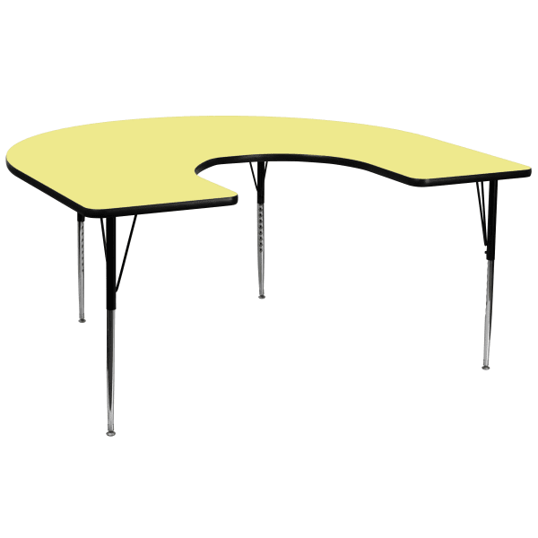 Flash Furniture Horseshoe Activity Table With Height-Adjustable Legs, 30-1/8in x 60in, Yellow