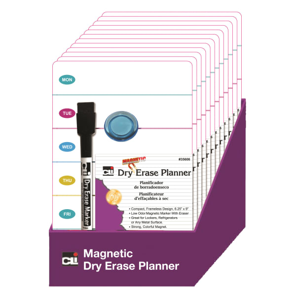 Charles Leonard Mini Magnetic Dry-Erase Planning Boards With Marker & Magnet, 6-1/4in x 9in, Set Of 12