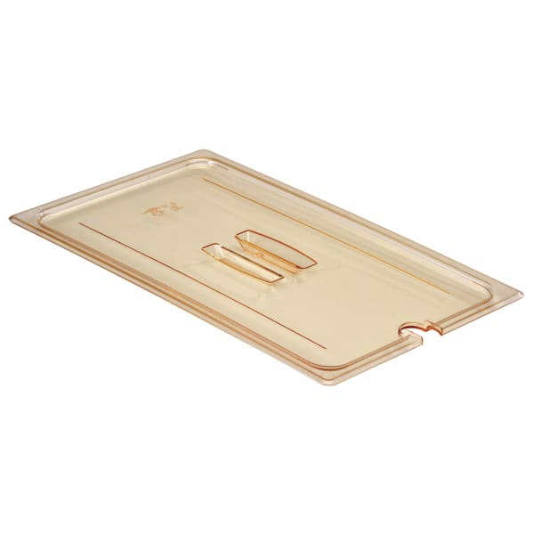 Cambro H-Pan High-Heat GN 1/1 Notched Covers With Handles, 7/8inH x 12-3/4inW x 20-13/16inD, Amber, Pack Of 6 Covers