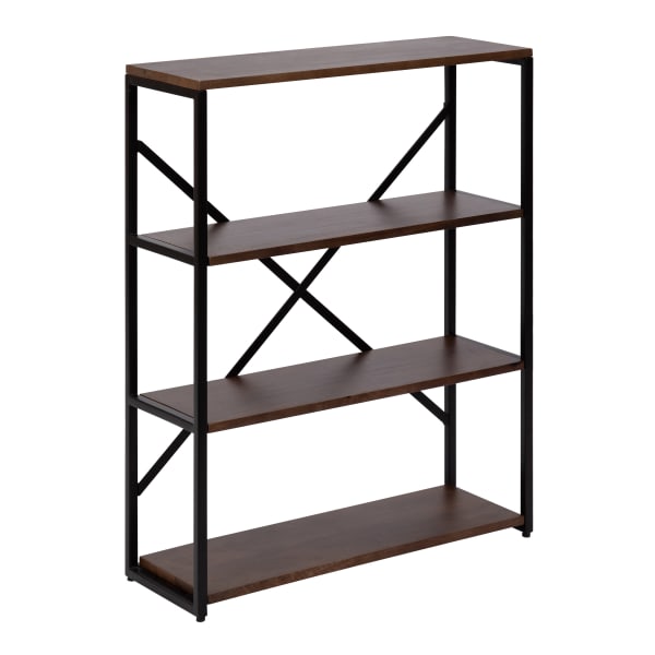 Kate and Laurel Ascott 4-Tier Wall Shelves, 31-13/16inH x 24inW x 8-3/16inD, Natural/Black