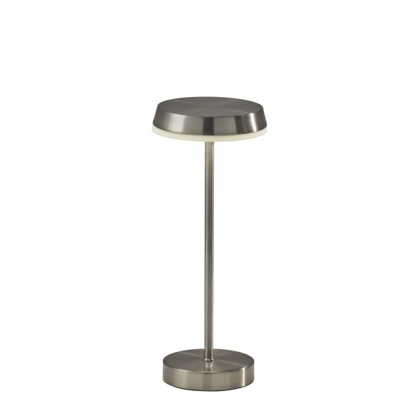 Adesso Tommy LED Cordless Indoor/Outdoor Table Lamp, 15inH, Brushed Steel