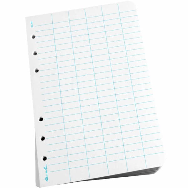 Rite in the Rain All-Weather Loose-Leaf Copy Paper, 5 Reams, White/Blue, 4 5/8in x 7in, 500 Sheets Per Case, 0.54 Lb, 85 Brightness