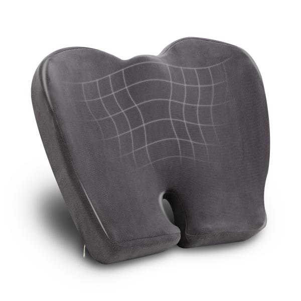 Mind Reader Ergonomic Pressure Relief Seat Cushion, Memory Foam, 4inH x 16-3/4inW x 18inL, Gray