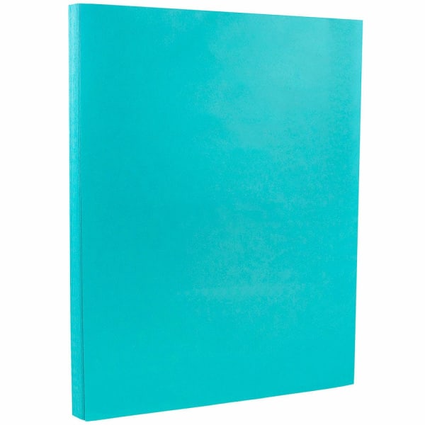 JAM Paper Card Stock, Sea Blue, Letter (8.5in x 11in), 65 Lb, Pack Of 100