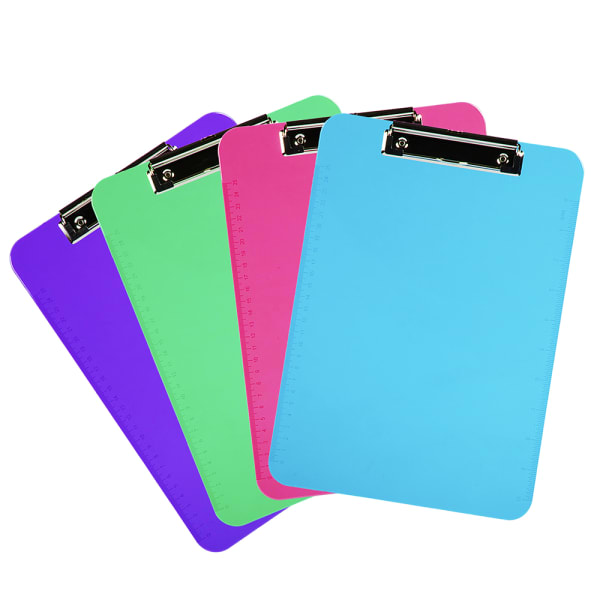 JAM Paper Letter-Size Clipboards With Low-Profile Metal Clips, 12-1/2in x 9in, Assorted Colors, Pack Of 4 Clipboards