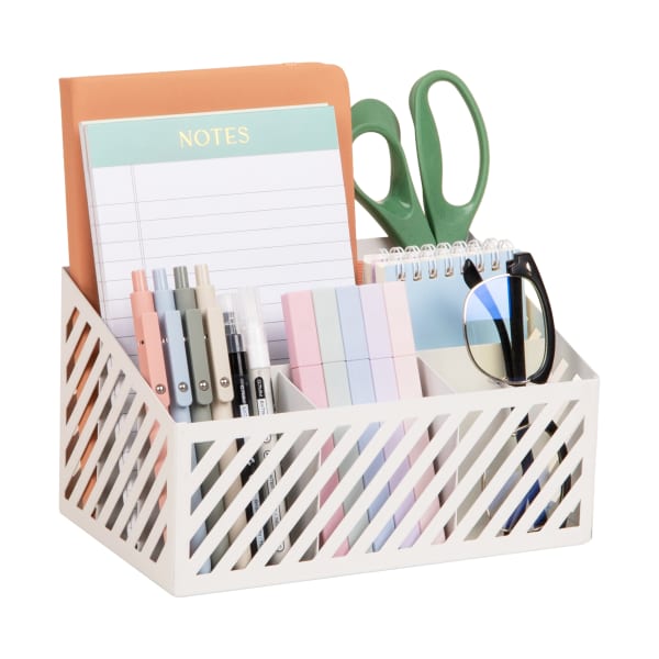 Mind Reader 5-Compartment Desktop Organizer And Mail Sorter, 4-3/4inH x 5-5/16inW x 8-1/2inD, White, Total Qty 1